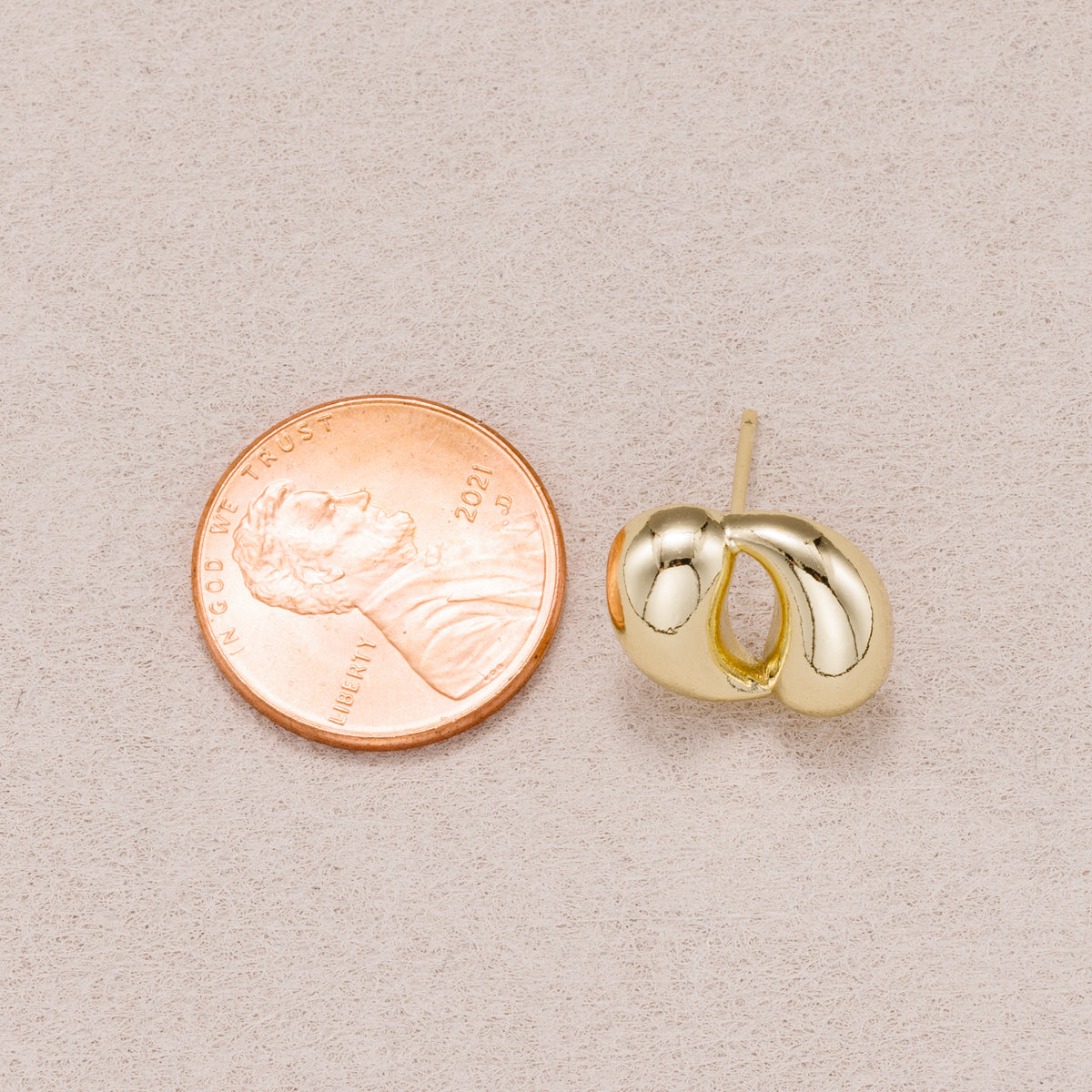 24K Gold Plated Chunky Interlocking Double Bean Organic Stud Earrings