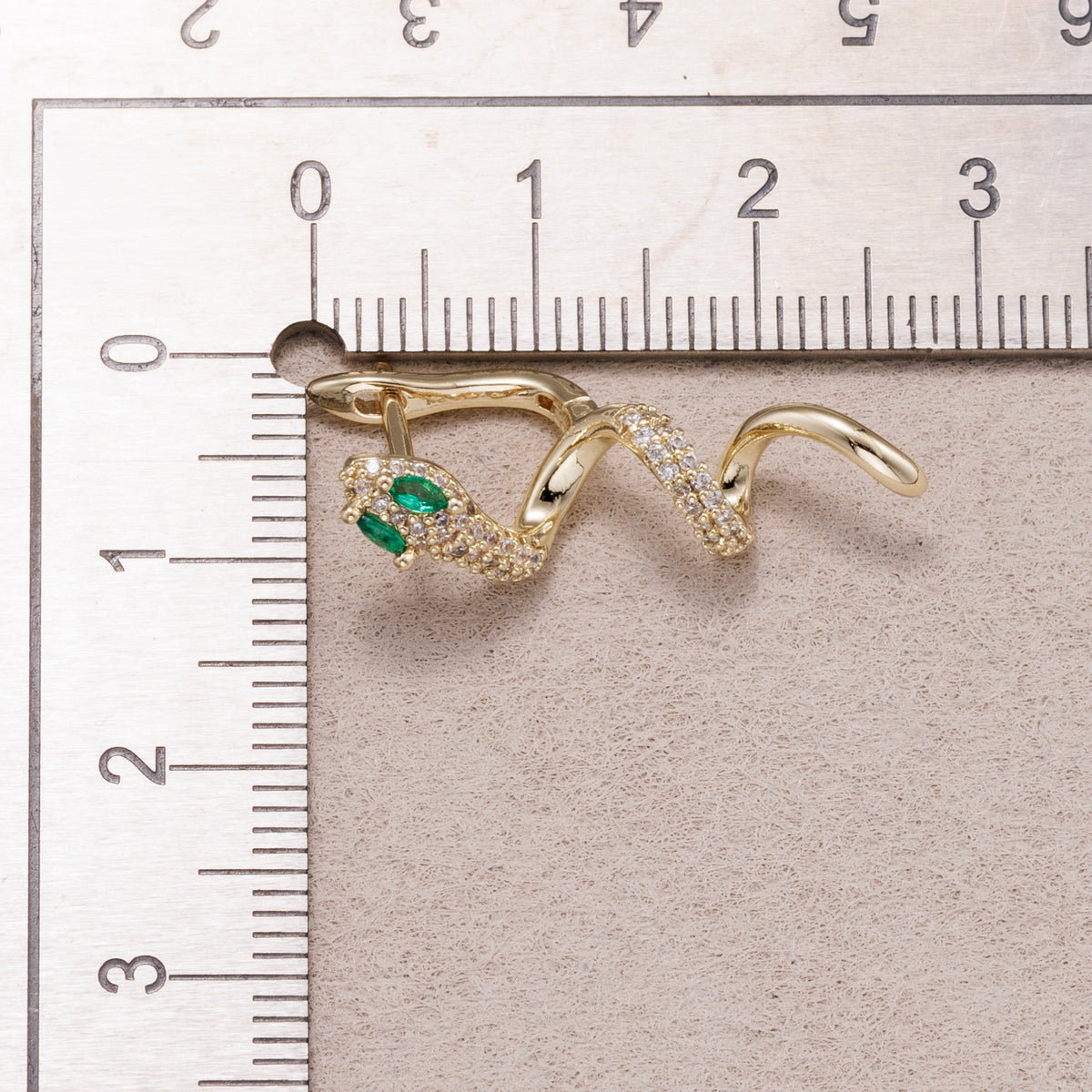 14K Gold Plated Micro Paved CZ Blue & Green Eyed Snake Hoop Earrings