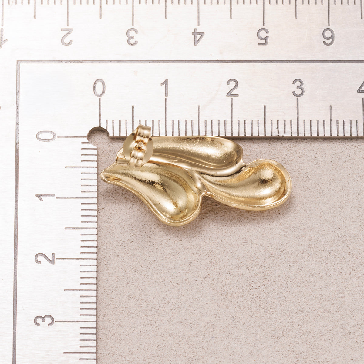 Gold PVD Stainless Steel Molten Lava Teardrop Stud Earrings