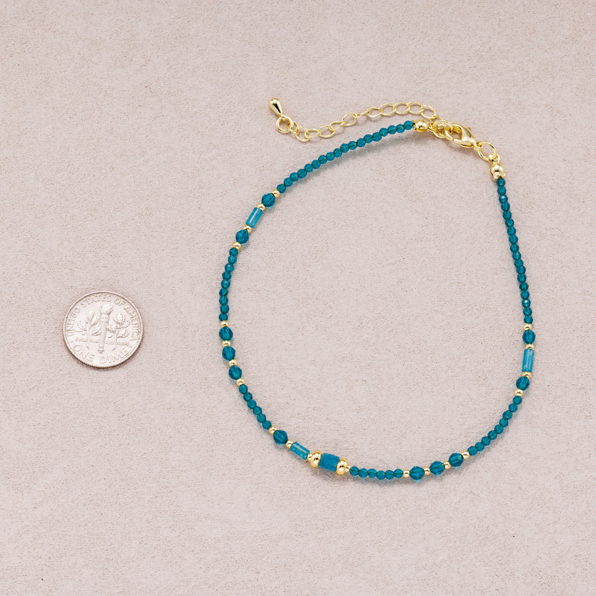 24K Gold Plated Blue Topaz Multifaceted Gemstone Bracelet