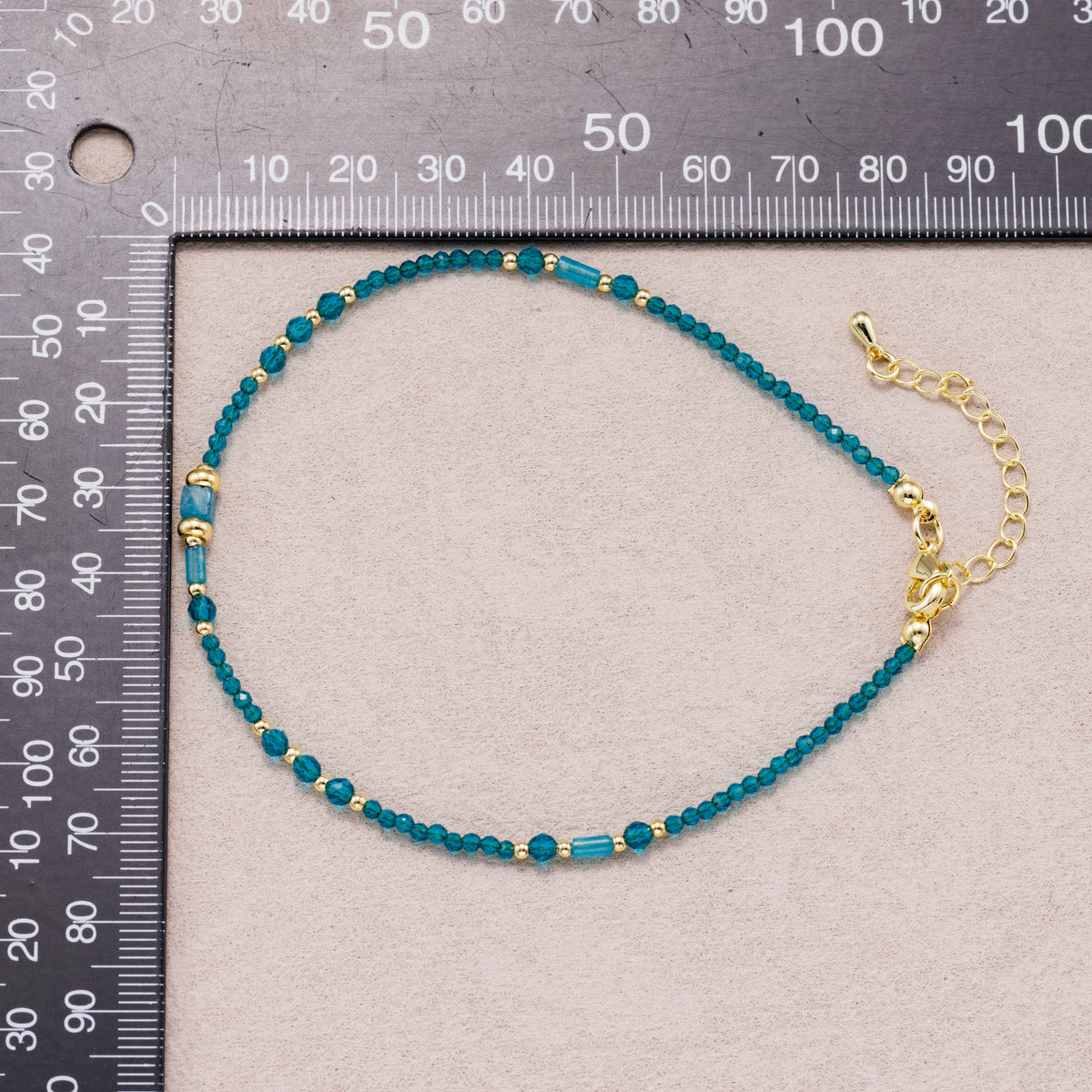 24K Gold Plated Blue Topaz Multifaceted Gemstone Bracelet