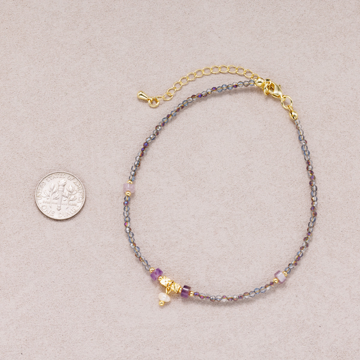24K Gold Freshwater Pearl Dangle Faceted Crystal Gemstone Beaded Gemstone Bracelet