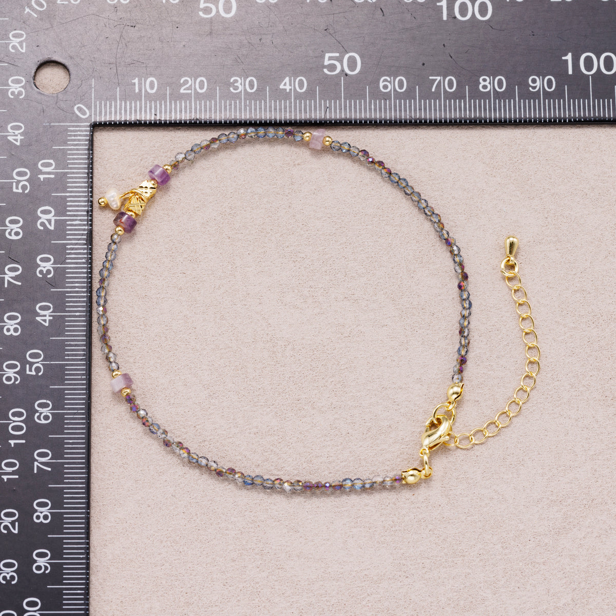 24K Gold Freshwater Pearl Dangle Faceted Crystal Gemstone Beaded Gemstone Bracelet