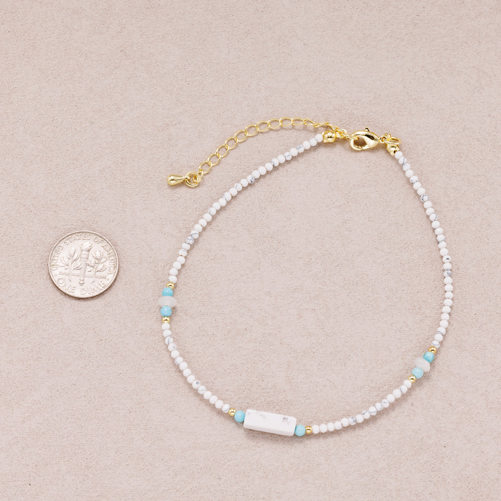 24K Gold Plated Blue Turquoise Howlite Gemstone Bracelet