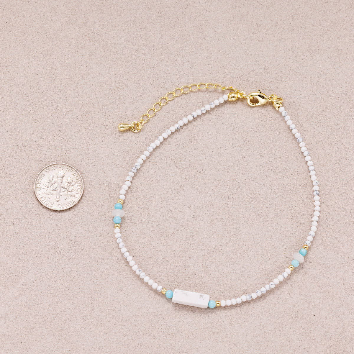 24K Gold Plated Blue Turquoise Howlite Gemstone Bracelet