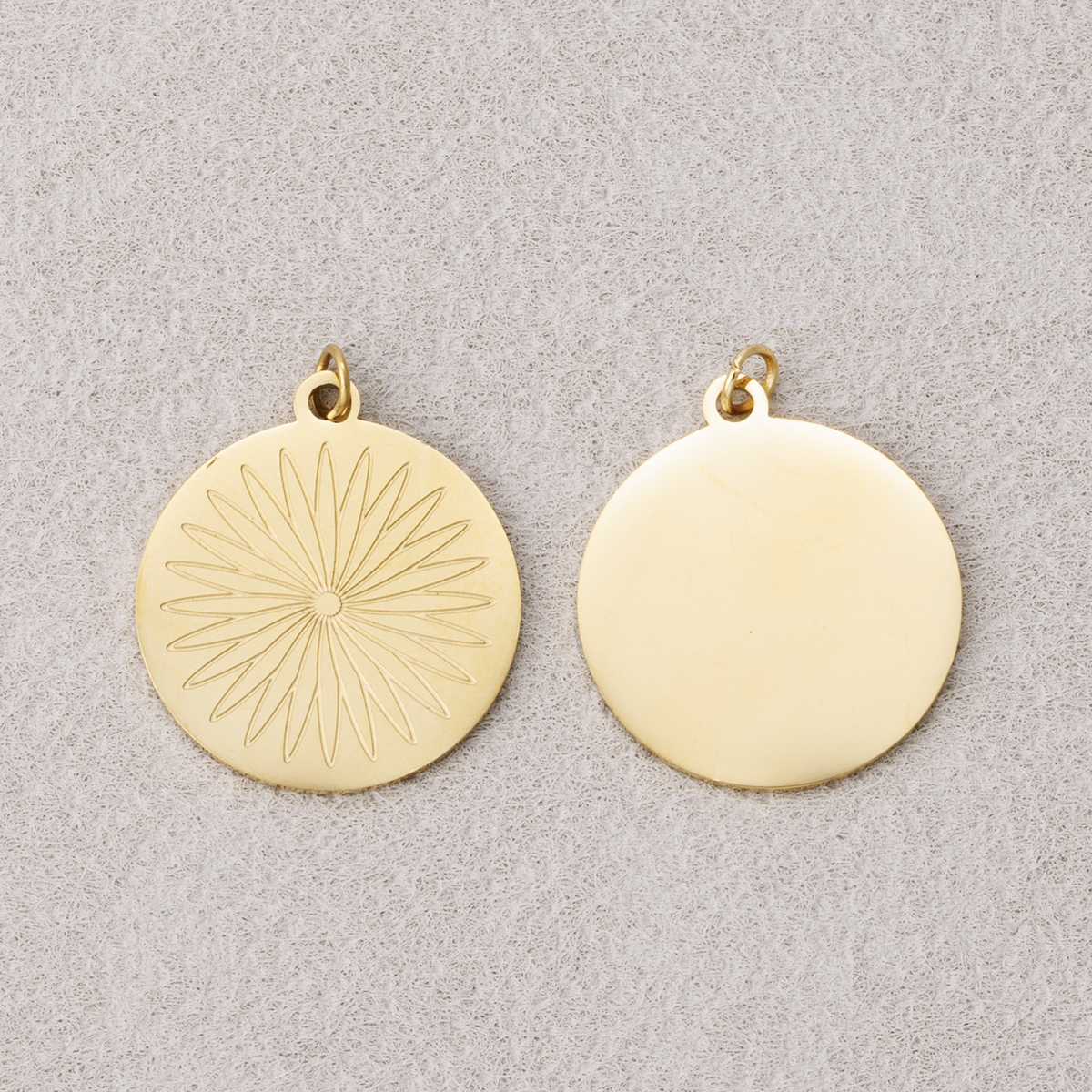 Launch Promo: 14K Gold PVD Stainless Steel Round Flower Medallion Charm | Sold Each