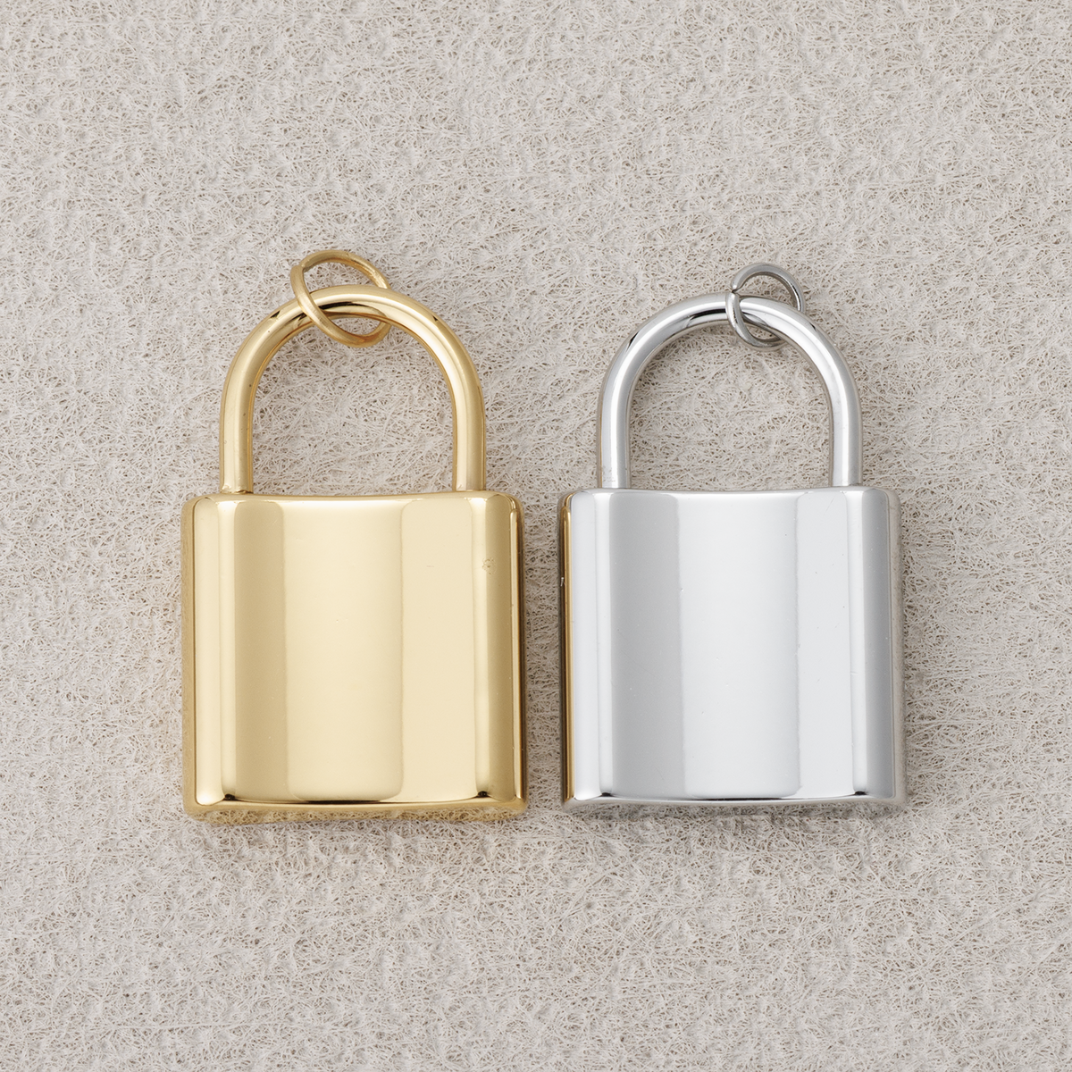 Launch Promo: 14K Gold PVD Stainless Steel Plain Padlock Charm in Gold & Silver | Sold Each