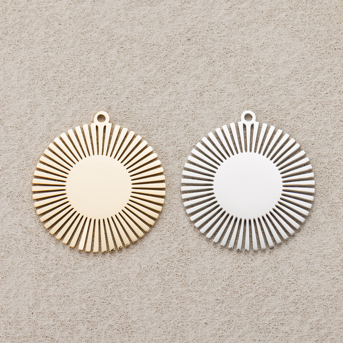Launch Promo: 24K Gold PVD Stainless Steel Sunburst Medallion Charm | Sold Each