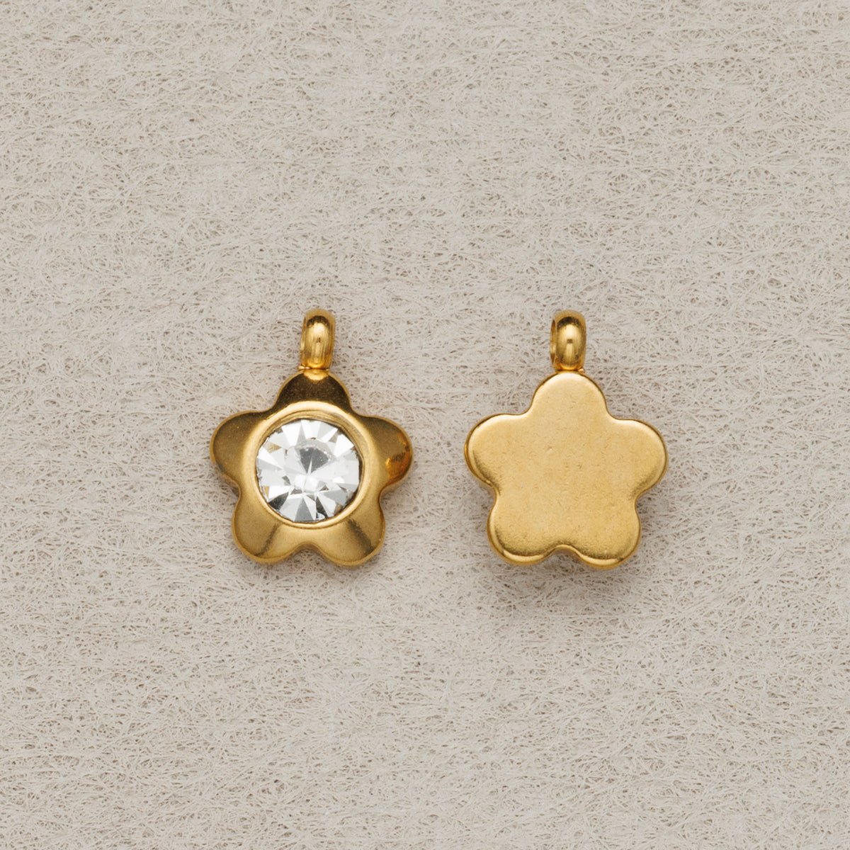 Launch Promo: 24K Gold PVD Stainless Steel Mini Solitaire Flower Charm | Sold Each