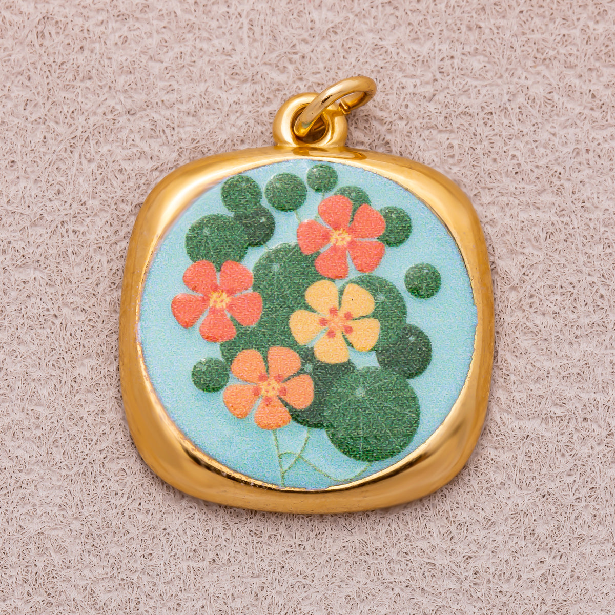 Gold PVD Stainless Steel Hand-Painted Dreamy Set Medallion Tag Charm