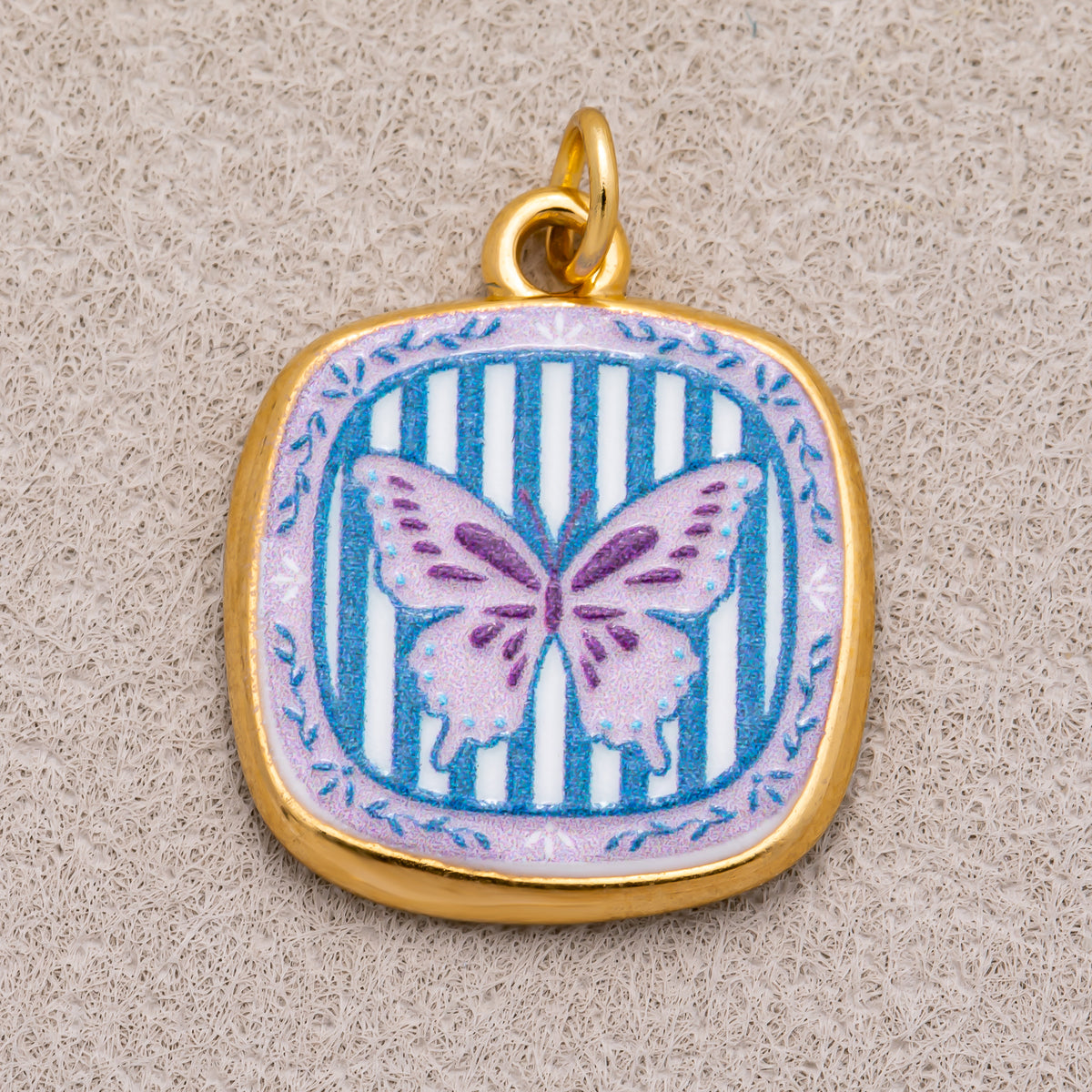 Gold PVD Stainless Steel Hand-Painted Dreamy Set Medallion Tag Charm