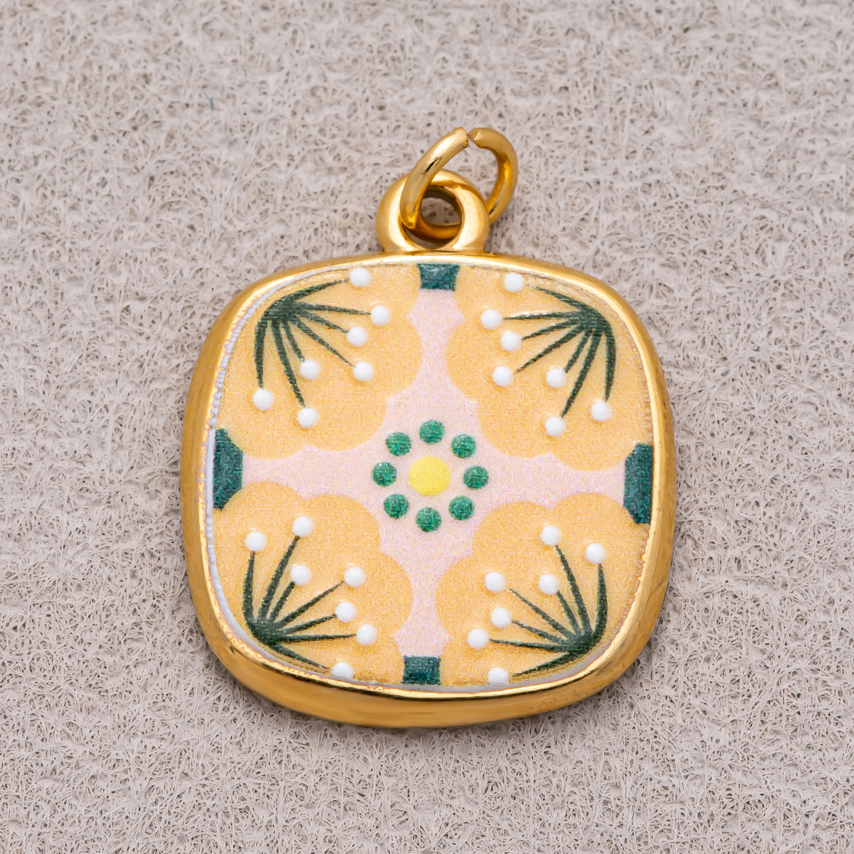 Gold PVD Stainless Steel Hand-Painted Dreamy Set Medallion Tag Charm