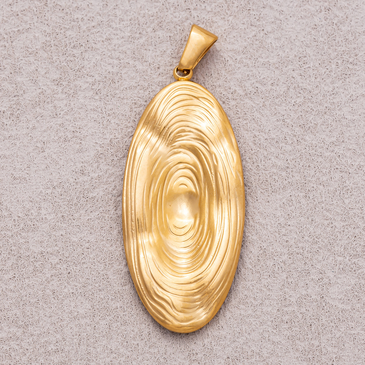 Gold PVD Stainless Steel Hammered Swirl Oval Charm