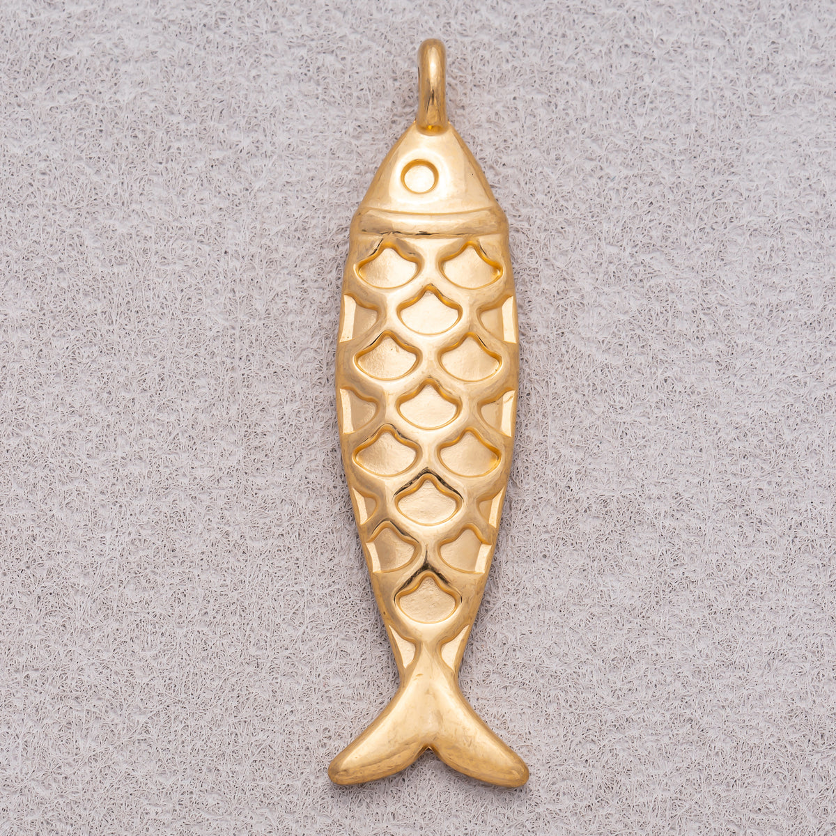 Gold PVD Stainless Steel Textured Fish Multidimensional Animal Pendant