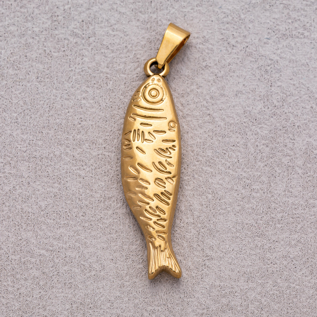 Launch Promo: 18K Gold PVD Stainless Steel Ocean Textured Fish Animal Pendant | Sold Each
