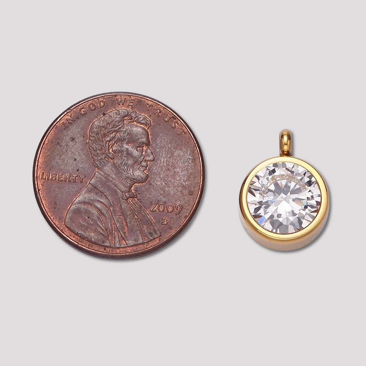 Launch Promo: 14K Gold PVD Stainless Steel Colorful CZ Mini Round Solitaire Bezel | Sold Each
