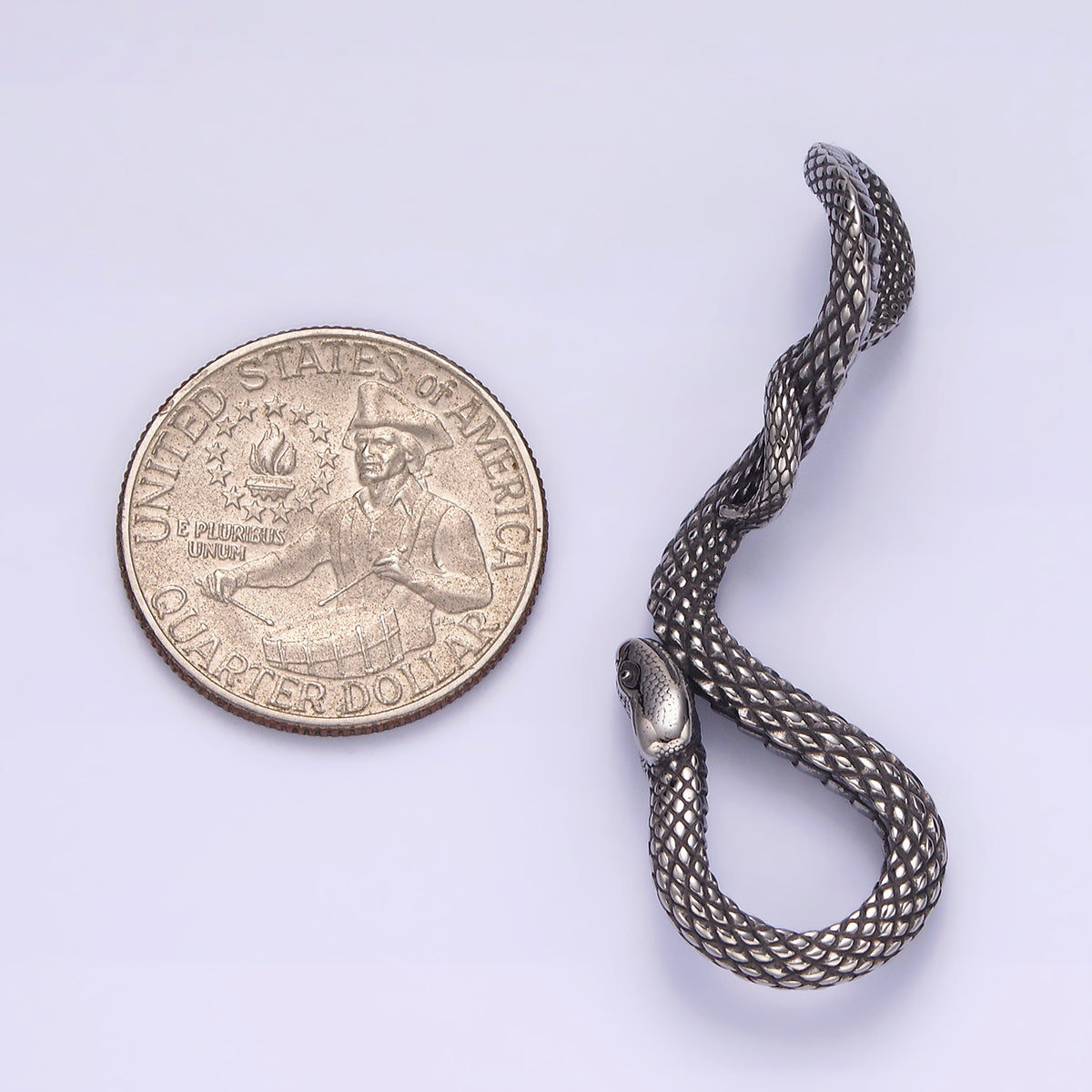 Launch Promo: Stainless Steel Textured Serpent Snake Animal Pendant | Sold Each