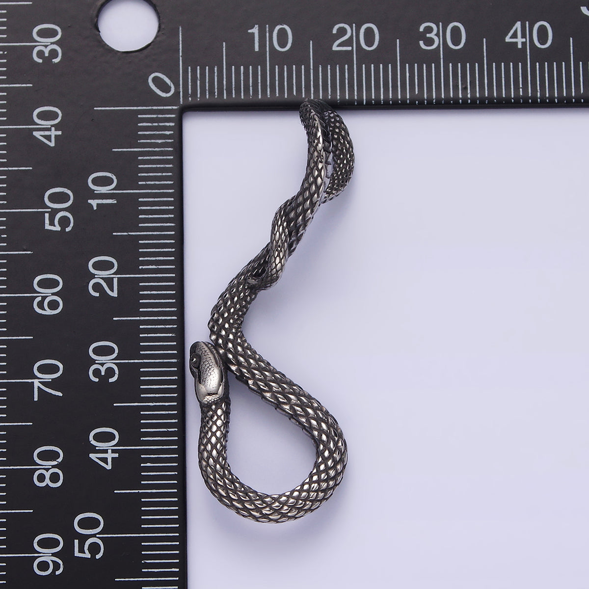 Launch Promo: Stainless Steel Textured Serpent Snake Animal Pendant | Sold Each