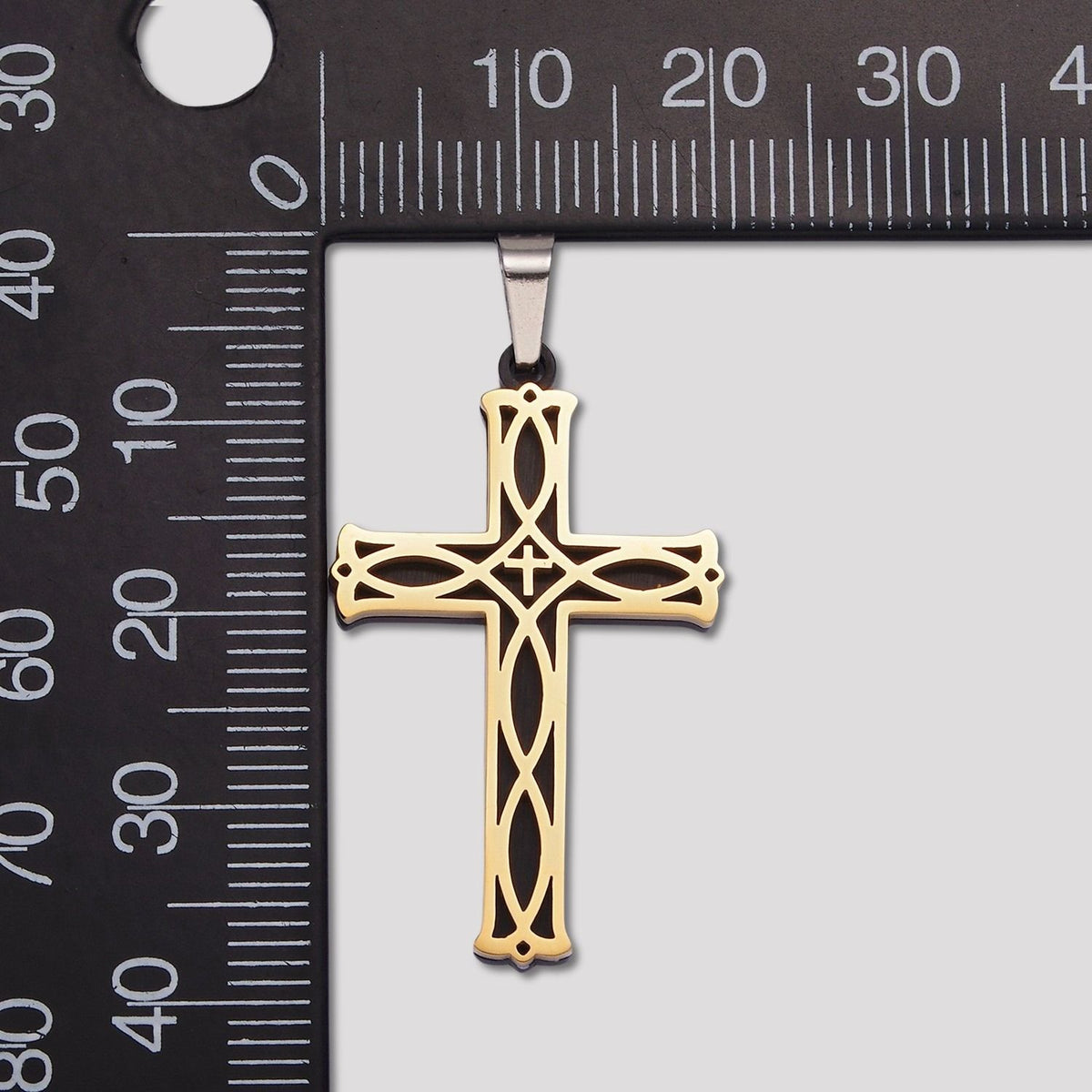 Launch Promo: 24K Gold PVD Stainless Steel Gothic Filigree Cross Pendant | Sold Each