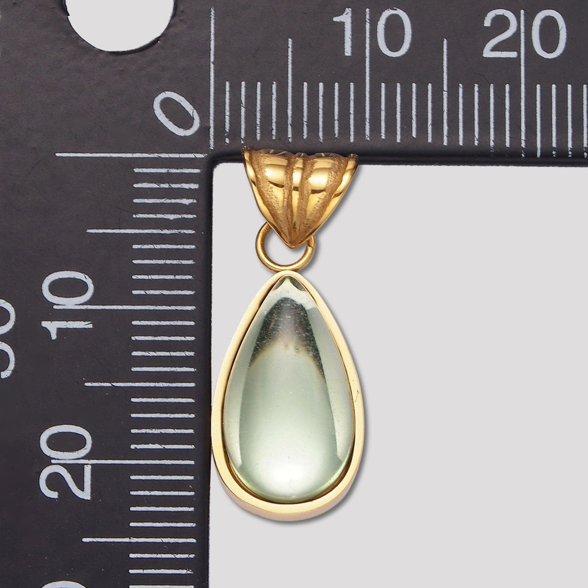 Launch Promo: 24K Gold PVD Stainless Steel Pastel Green Teardrop CZ Geometric Pendant | Sold Each