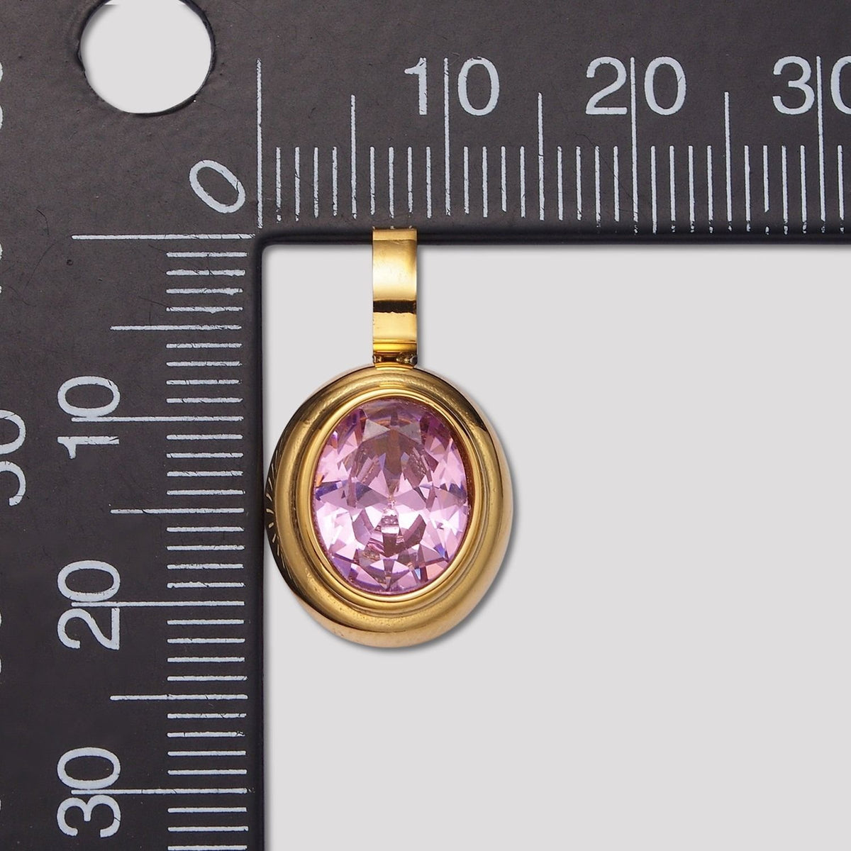 Launch Promo: 24K Gold PVD Stainless Steel Classic Oval Bezel Birthstone Pendant | Sold Each