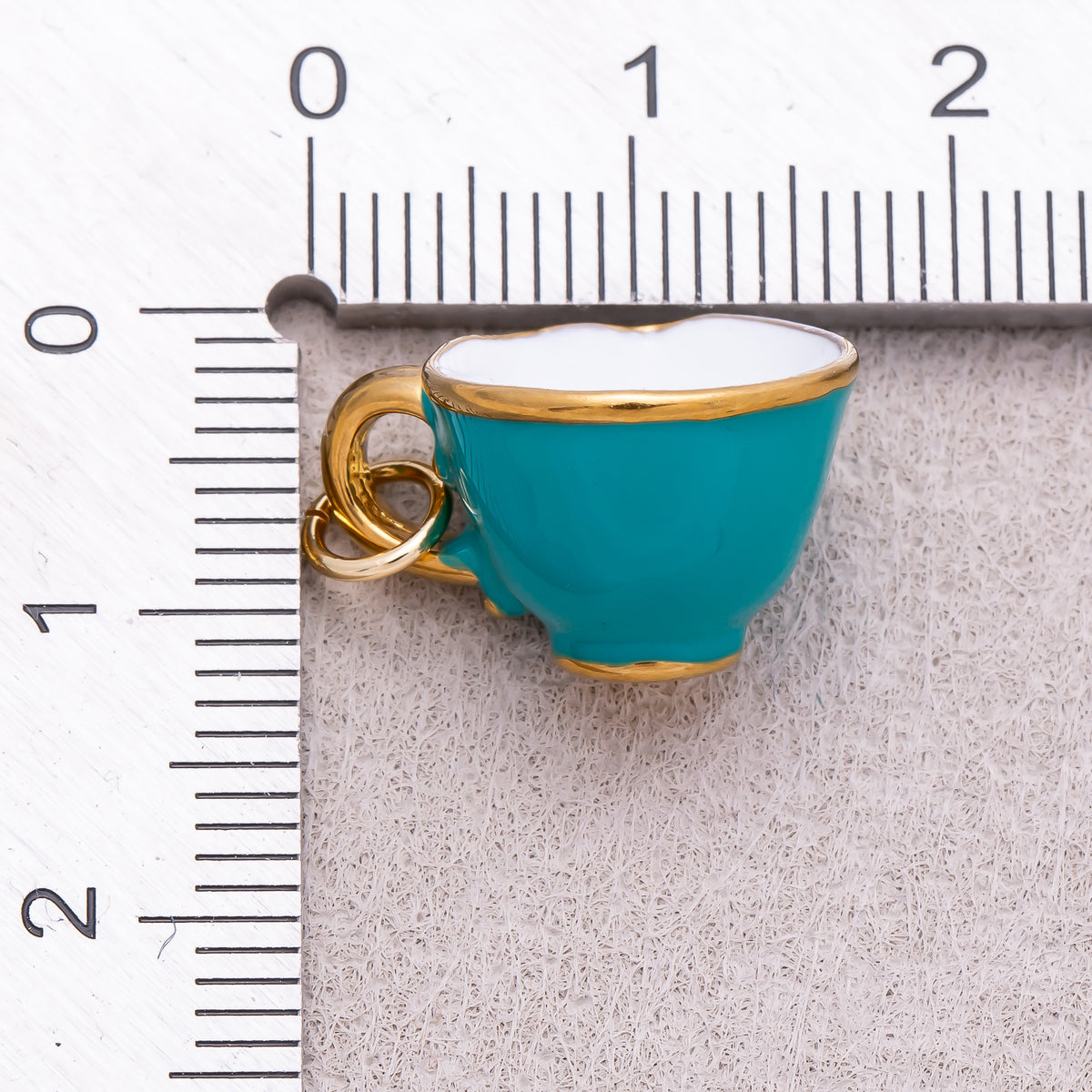 Gold PVD Stainless Steel Blue Enamel Breakfast Mug Mini Charm