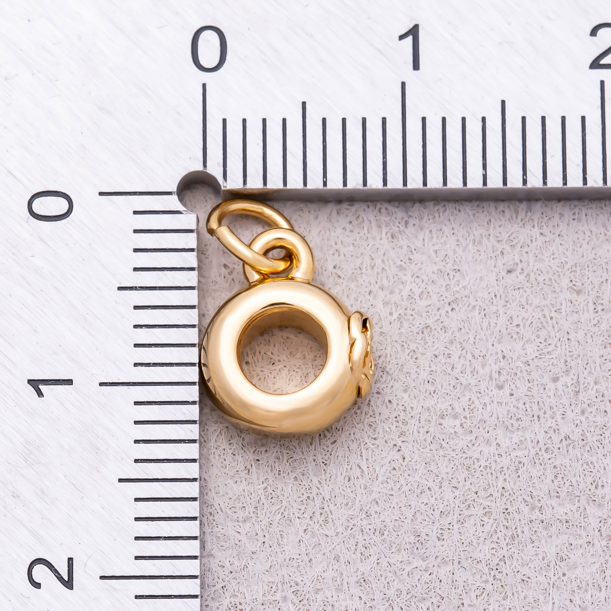Gold PVD Stainless Steel Clear CZ Rose Flower Drop Rondelle Charm Finding