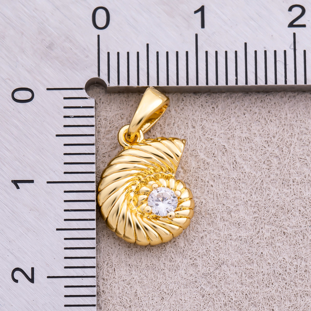 16K Gold Plated Solitaire CZ Ocean Seashell Charm - Sold Each