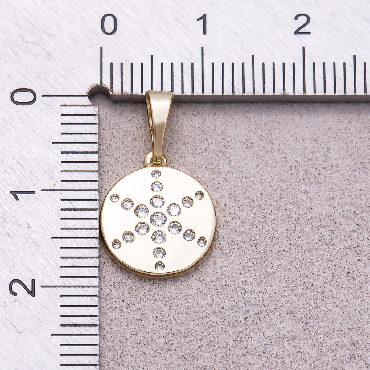 16K Gold Plated Clear CZ North Star Beaded Medallion Charm - Sold Each