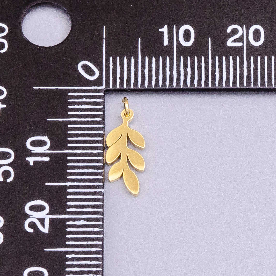 Launch Promo: 24K Gold PVD Stainless Steel Floral Leaf Drop Charm | Sold Each
