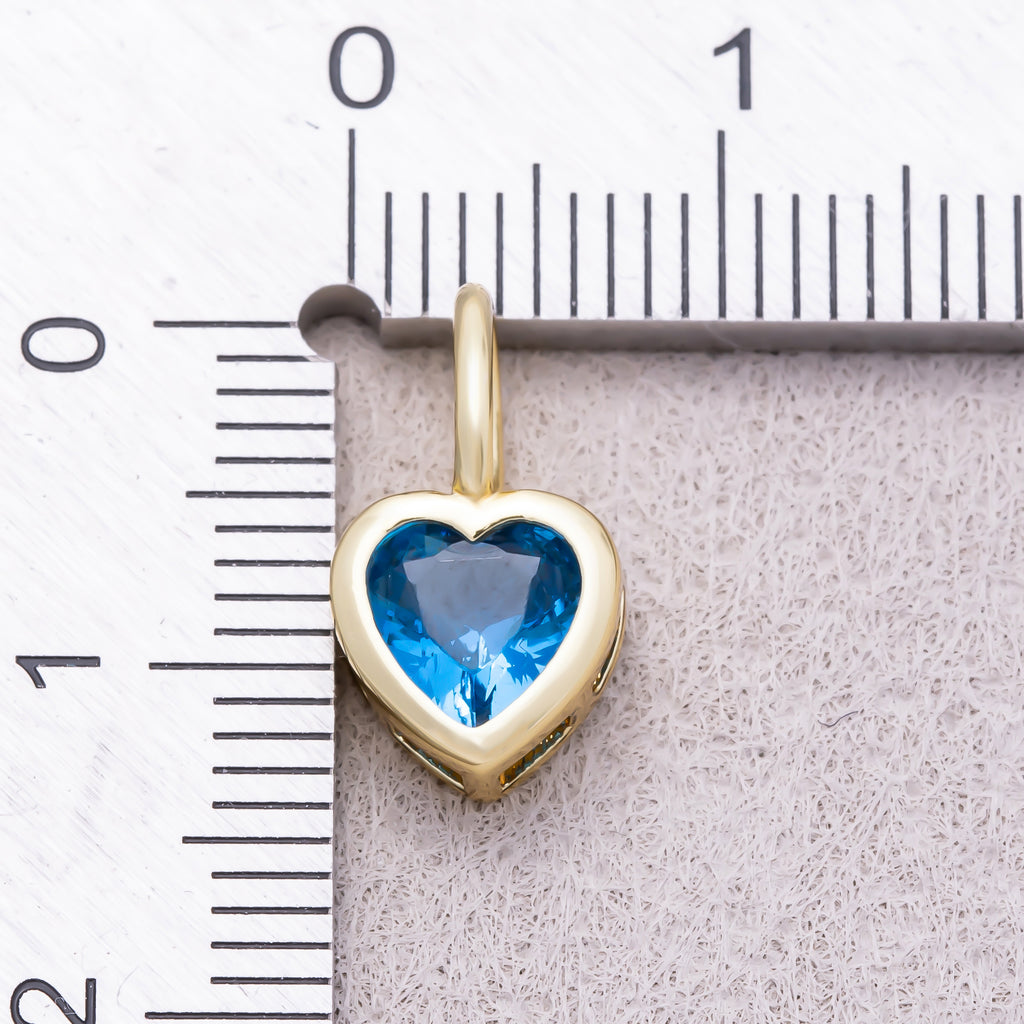 16K Gold Plated Birthstone CZ Bezel Heart Collar Chain Pendant - Sold Each
