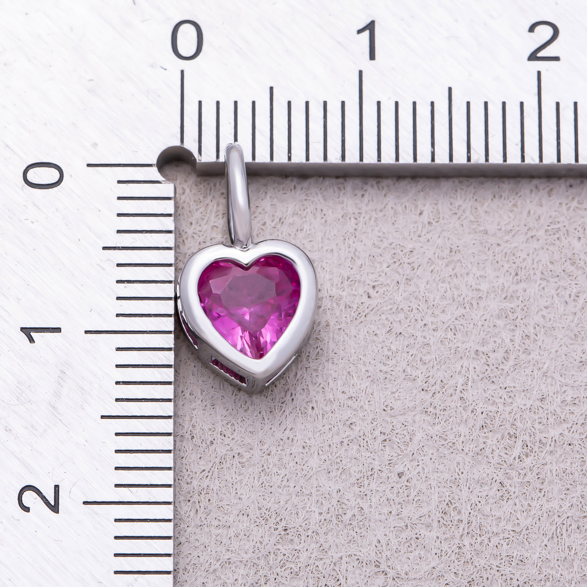 Silver Birthstone CZ Bezel Heart Collar Chain Pendant - Sold Each