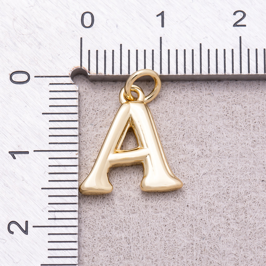 16K Gold Plated Retro Groovy Initial Letter Charm (A-Z) - Sold Each