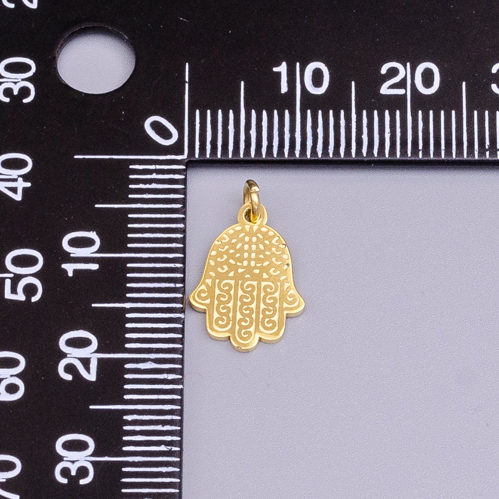 Launch Promo: 24K Gold PVD Stainless Steel Swirl Textured Hamsa Hand Protection Charm | Sold Each