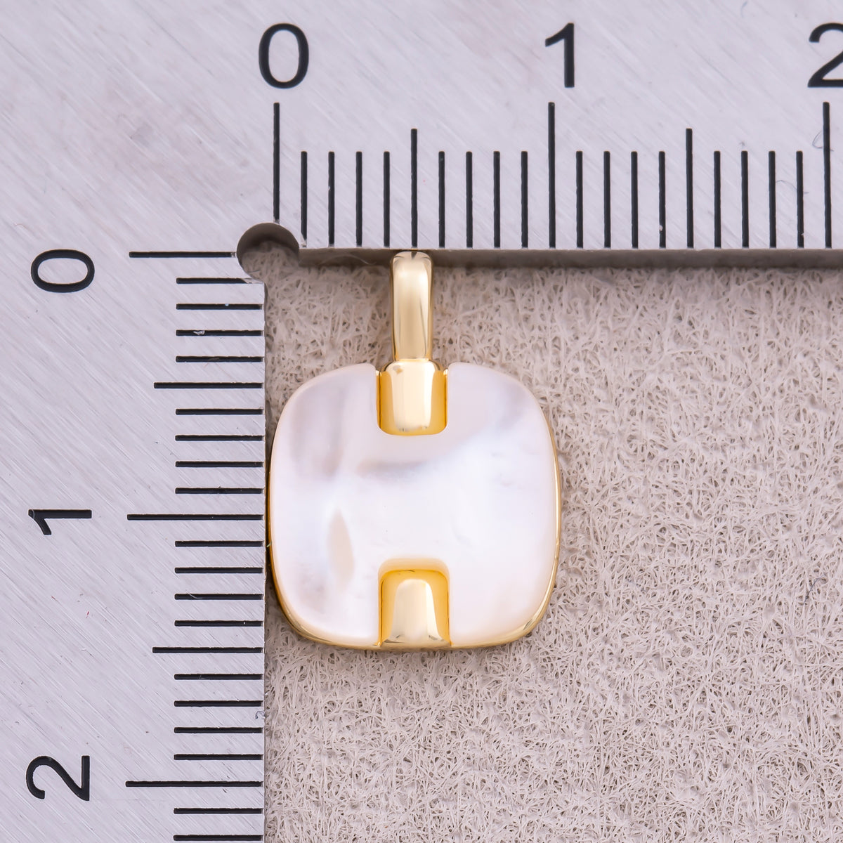 16K Gold Plated Mother Of Pearl Square Tag Charm - Sold Each