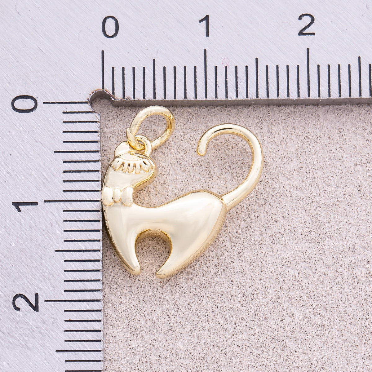 16K Gold Plated Back Side Kitty Cat Animal Charm - Sold Each