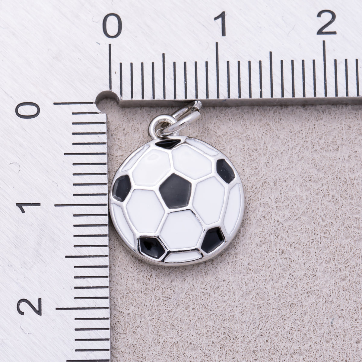 16K Gold Plated Black and White Silver Sports Soccer Football Enamel Charm - Sold Each