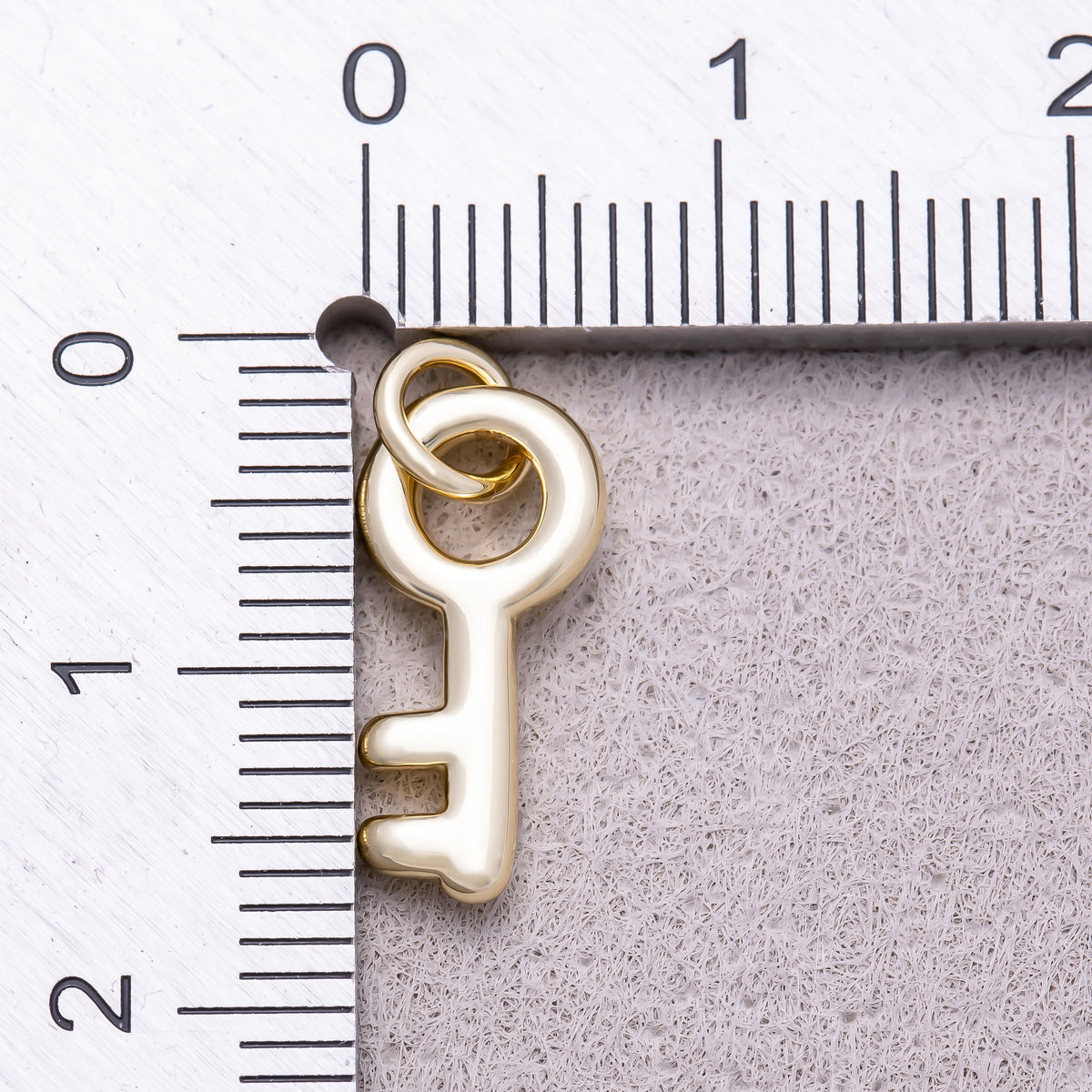 16K Gold Plated Minimalist Puffy Skeleton Key Charm - Sold Each