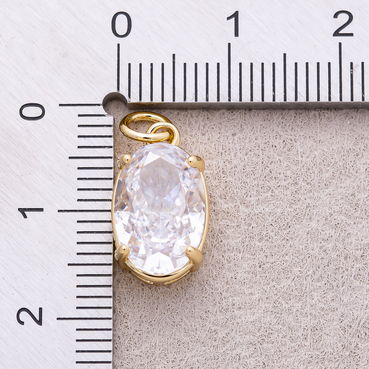 16K Gold Plated Clear CZ Oval Charm - Sold Each