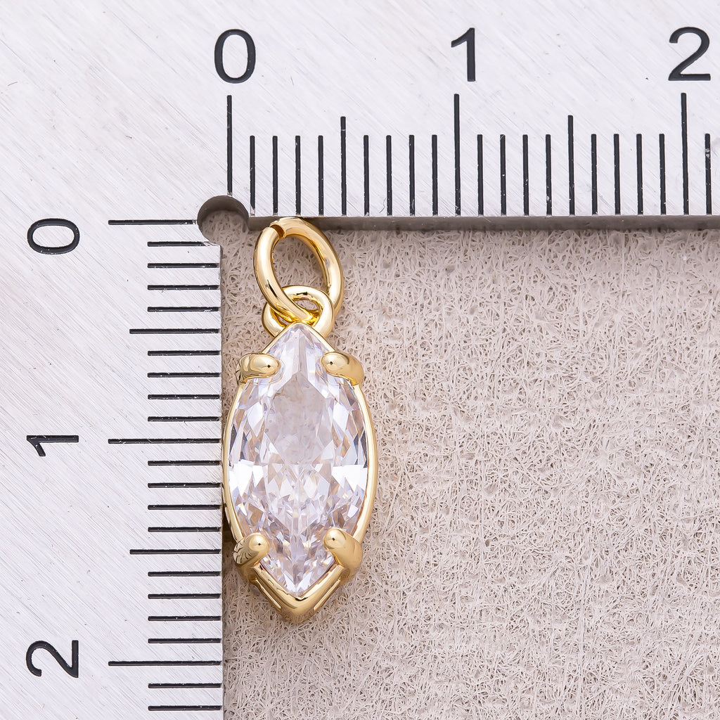 16K Gold Plated Clear CZ Marquise Charm - Sold Each