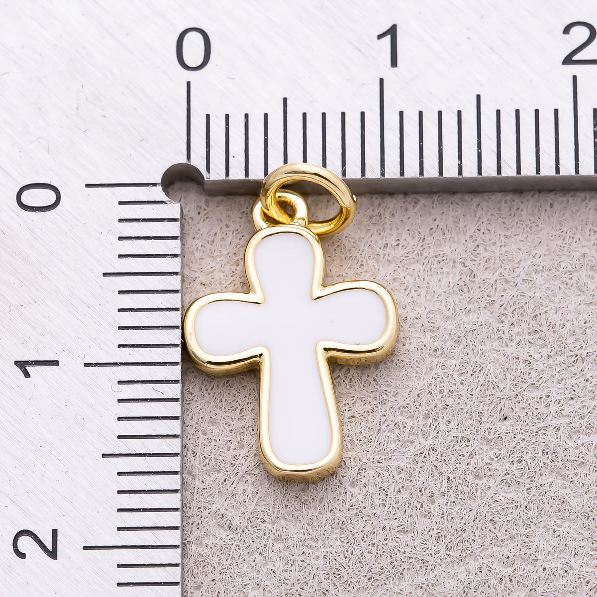 16K Gold Plated Bezel Set Acrylic Religious Cross Charm - Sold Each