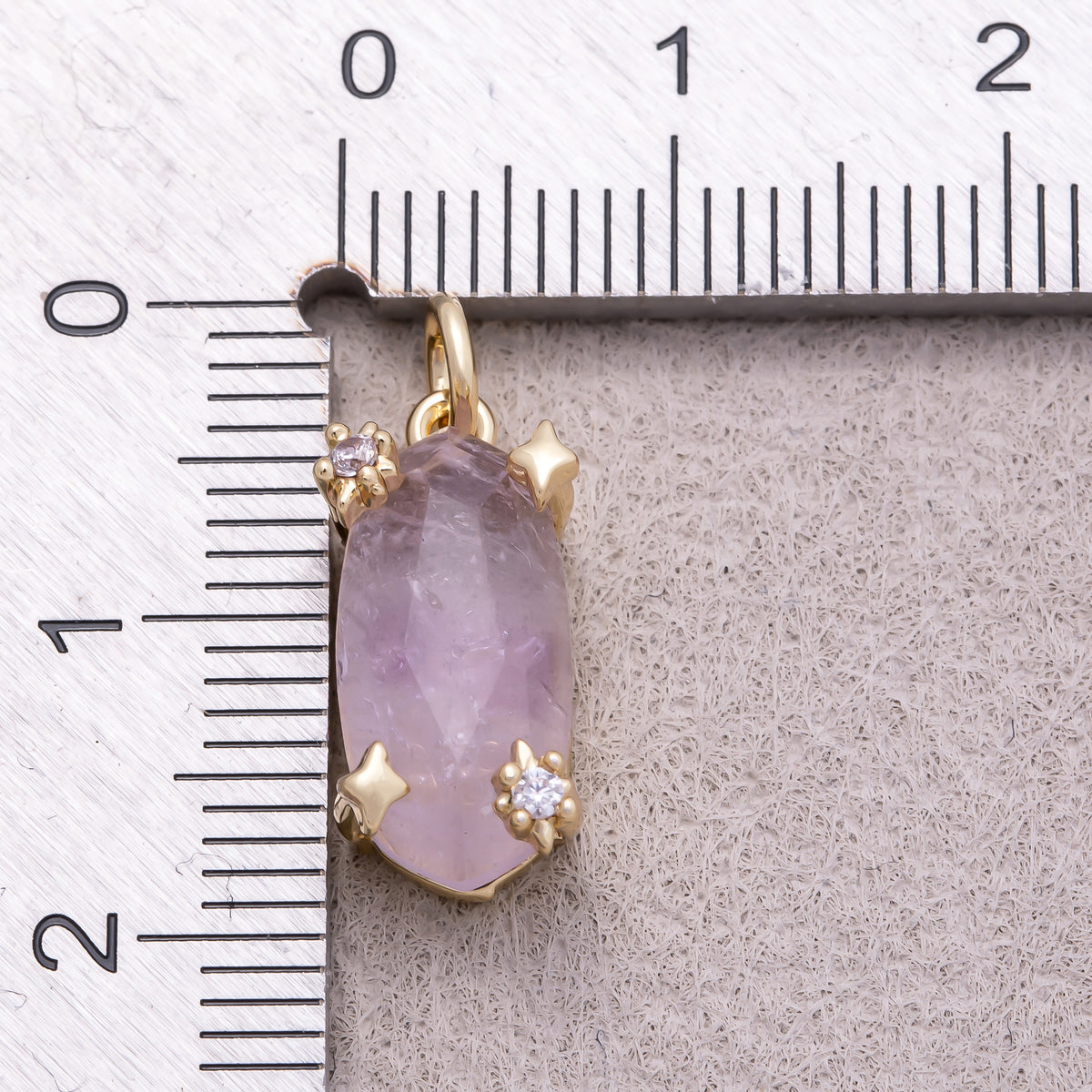 16K Gold Plated Faceted Natural Gemstone with Celestial Star Rectangular Pendant - Sold Each