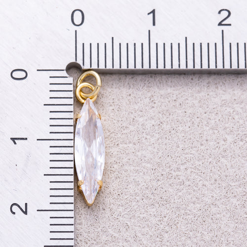 16K Gold Plated Clear CZ Marquise Birthstone Charm - Sold Each