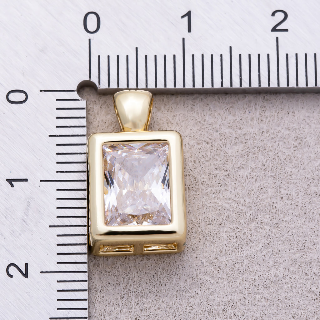 16K Gold Plated Clear CZ Mini Baguette Bezel Pendant - Sold Each
