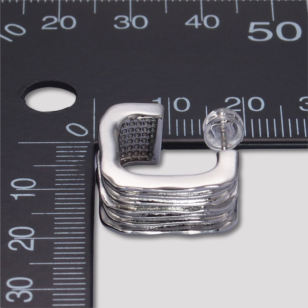Launch Promo: 24K Gold PVD Stainless Steel Square Wavy Ribbon Stud Earring in Gold & Silver | Sold Each