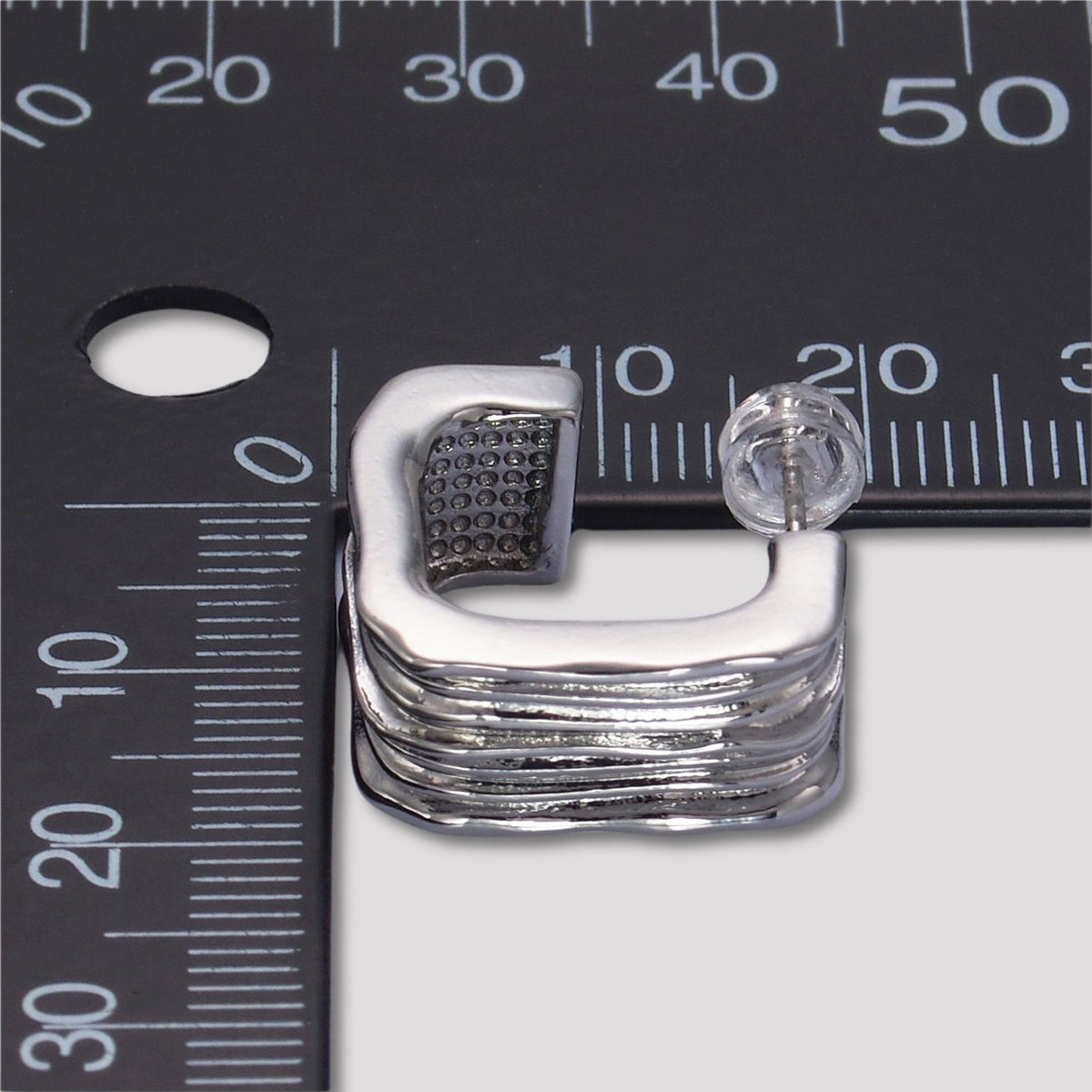 Launch Promo: 24K Gold PVD Stainless Steel Square Wavy Ribbon Stud Earring in Gold & Silver | Sold Each