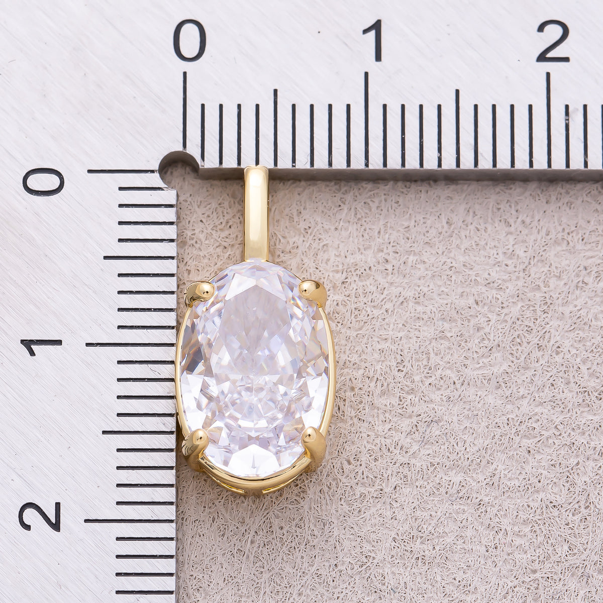 16K Gold Plated Clear CZ Oval Pendant - Sold Each
