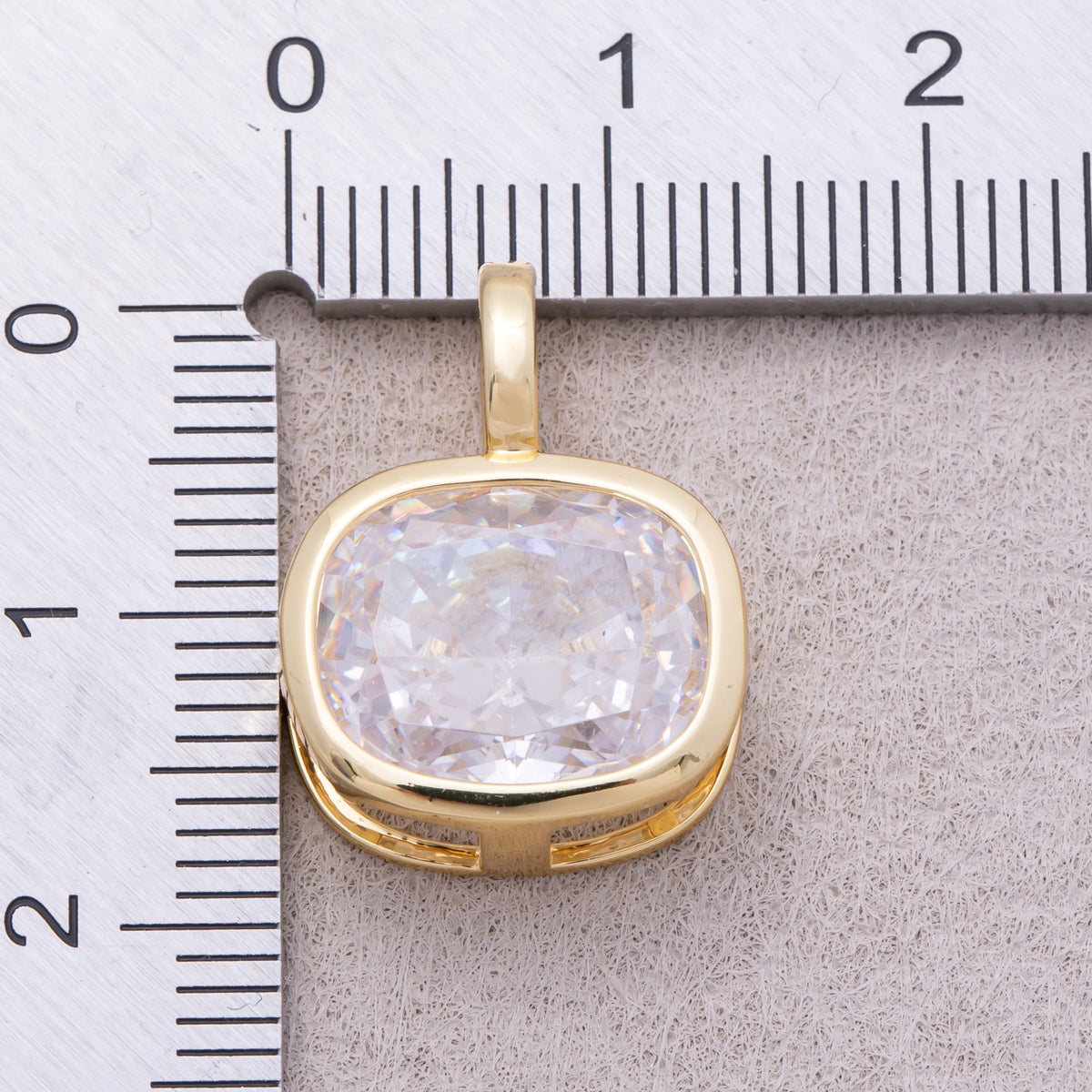 16K Gold Plated Rounded Rectangle CZ Bezel Geometric Pendant - Sold Each