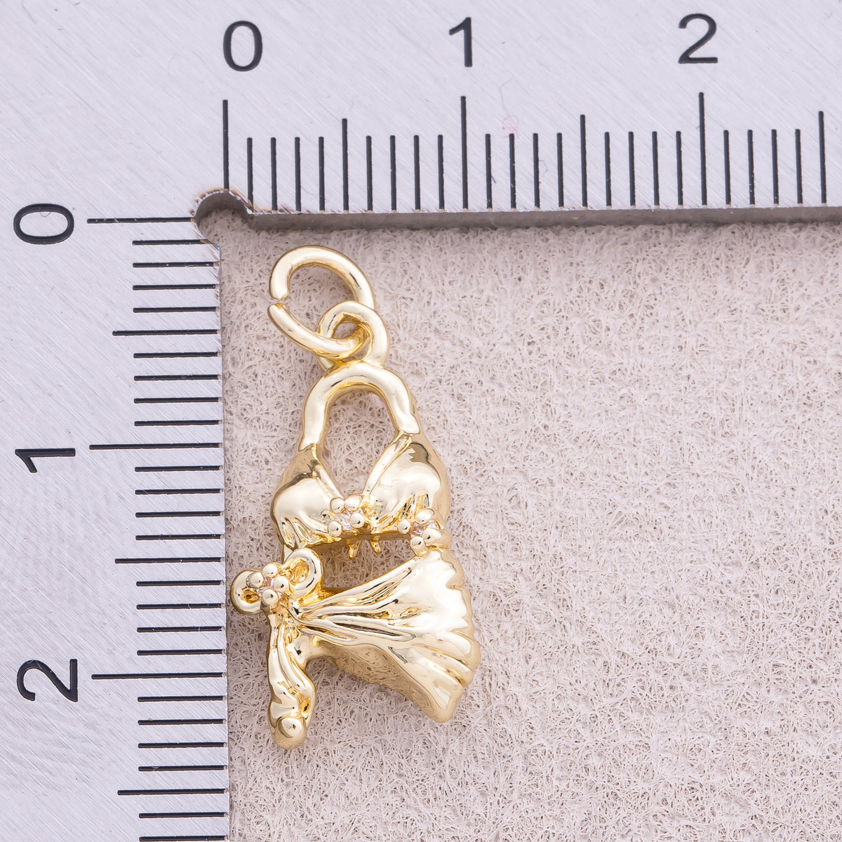 16K Gold Plated Clear CZ Beach Bra Bikini Charm - Sold Each