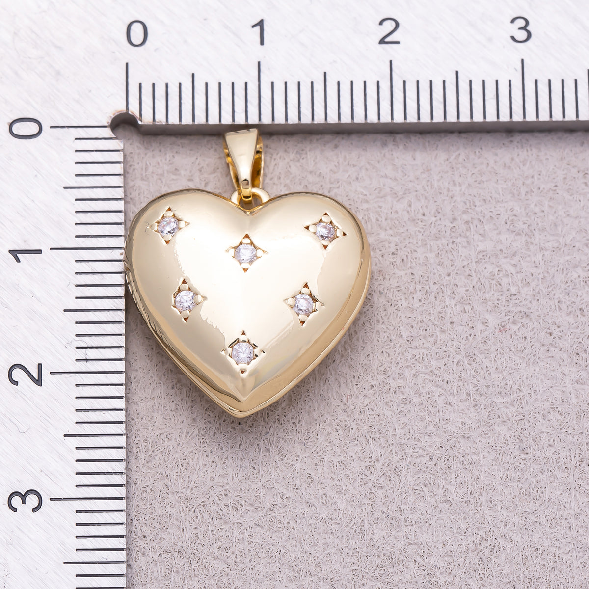 16K Gold Plated Clear CZ Starburst Love Heart Open Locket Pendant - Sold Each